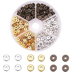 Brass Spacer Beads, Flat Round, Mixed Color, 6x2mm, hole: 2mm, 300pcs/box(KK-PH0036-38)