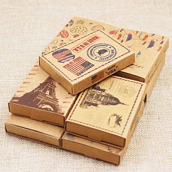 Kraft Paper Boxes and Earring Jewelry Display Cards, Packaging Boxes, with Pattern, BurlyWood, Folded Box Size: 7.3x5.4x1.2cm, Display Card: 6.5x5x0.05cm(CON-L015-B-M)