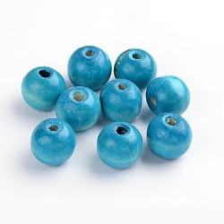 Natural Maple Wood Beads, Dyed, Round, Sky Blue, 19~20x17.5~18mm, Hole: 4.5mm(X-TB20mmY-6)