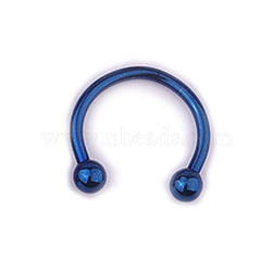 303 Stainless Steel Circular/Horseshoe Barbell Nose Rings, Nose Piercing Jewelry for Women, Blue, Inner Diameter: 8mm, Pin: 1.2mm, 17 Gauge(WG86D19-27)