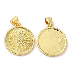 Rack Plating Brass Pendants,  Lead Free & Cadmium Free, Long-Lasting Plated, Flat Round Charm, Real 18K Gold Plated, 19x16.5x2mm, Hole: 5x3.5mm(KK-C030-09G)