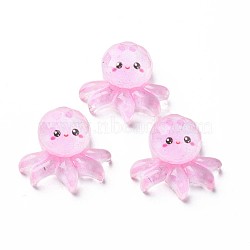 Transparent Epoxy Resin Cabochons, with Glitter Powder, Octopus, Pearl Pink, 21x23x8mm(X-CRES-S365-43)