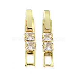 Brass Pave Clear Cubic Zirconia Watch Band Clasps, Long-Lasting Plated, Cadmium Free & Lead Free, Real 18K Gold Plated, 27mm long, link: 23x4.8x4mm, hole: 3x4mm, clasp: 10x3x4mm(KK-Q804-26G)