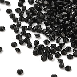 Cubic Zirconia Cabochons, Faceted Diamond, Black, 1.3x1mm(ZIRC-K090-1.3mm-01E)