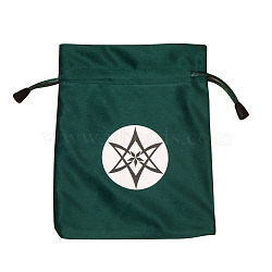 Tarot Card Storage Bag, Velvet Tarot Drawstring Bags, for Witchcraft Wiccan Altar Supplies, Rectangle, Star Pattern, 180x140mm(WICR-PW0001-06J)
