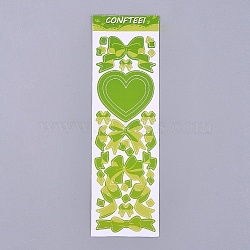 Bowknot Ribbon Pattern Decorative Labels Stickers, DIY Handmade Scrapbook Photo Albums, Green, 165x50x0.5mm, Pattern: 4~45mm(DIY-L037-B05)