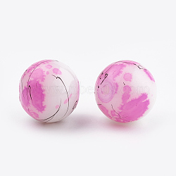 Drawbench & Baking Painted Glass Beads Strands, Round, Fuchsia, 6mm, Hole: 1mm, about 130pcs/strand, 31.4 inch(GLAA-S176-6mm-09)
