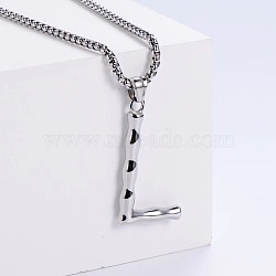 3Pcs Stainless Steel Textured Letter Pendants, Without Chain, Letter L(LW4134-12)