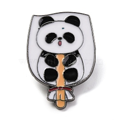 Animal Ice Cream Enamel Pins, Alloy Brooch for Backpack Clothes, Black, Panda, 26x17.5x1mm(JEWB-P043-02D)