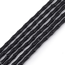 Opaque Glass Beads Strand, Bamboo Stick, Black, 12x5mm, Hole: 1.1mm, about 64pcs/strand, 31.50''(80cm)(GLAA-TAC0021-01A)