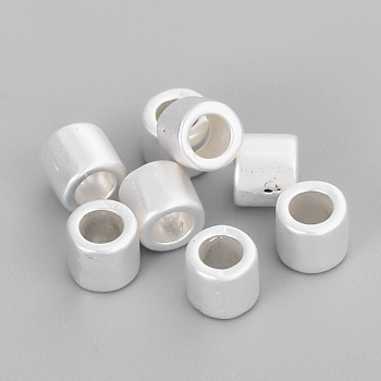 Alloy Spacer Beads, Matte Style, Column, Cadmium Free & Lead Free, 925 Sterling Silver Plated, 5x4.5mm, Hole: 3mm