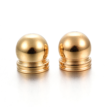 304 Stainless Steel Cord End Caps, Golden, 8.5x8mm, Hole: 6mm