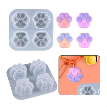 Silicone Molds, Resin Casting Molds, For UV Resin, Epoxy Resin Craft Making, Square with Cat Claw, White, 50.5x54.5x11.5mm, Inner Size: 20x21mm
