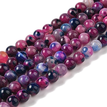 Natural Agate Bead Strands, Dyed & Heated, Round, Purple, 8mm, Hole: 0.7mm, about 44pcs/strand, 14.17 inch(36cm)