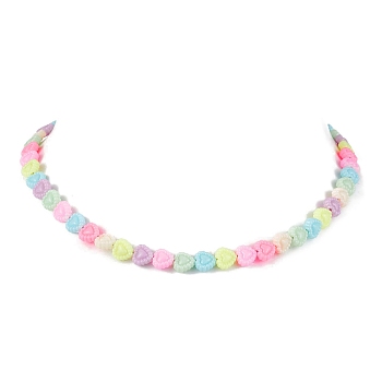 Acrylic Beaded Kids Necklaces, Heart, Colorful, 15.35 inch(39cm)