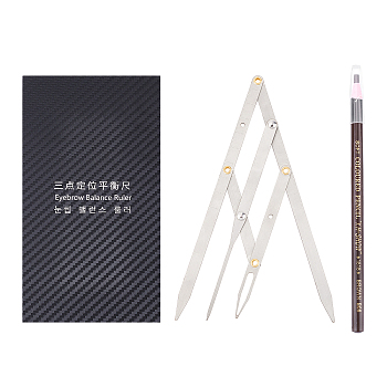 Olycraft Eyebrow Sets, Including Wooden Eyebrow Pencils, Stainless Steel Eyebrow Stencil Ruler, Stainless Steel Color, 16x2.6x0.3cm