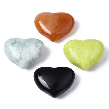 Natural Mixed Stone Heart Palm Stone, Pocket Stone for Energy Balancing Meditation, 19~21x25~26x10~13mm