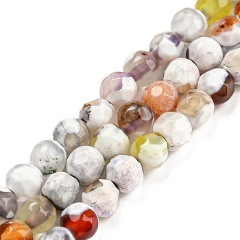 Dyed Natural Fire Crackle Agate Beads Strands, Faceted Round, Yellow, 4mm, Hole: 0.8mm, about 94~95pcs/strand, 14.37~14.57 inch(36.5~37cm)