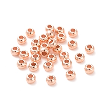 304 Stainless Steel Beads, Round, Rose Gold, 4x3mm, Hole: 2mm