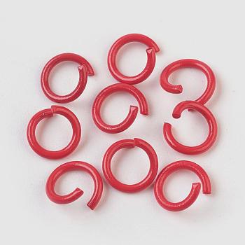 Iron Jump Rings, Open Jump Rings, Red, 17 Gauge, 8~8.5x1.2mm, Inner Diameter: 5~6mm