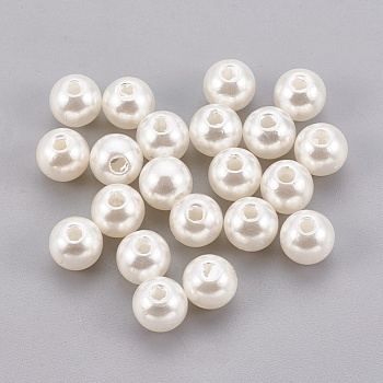 ABS Plastic Imitation Pearl Beads, Round, Old Lace, 5mm, Hole: 1.8mm, about 7500pcs/500g