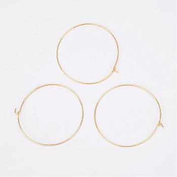 Brass Wine Glass Charm Rings, Hoop Earrings Findings, Nickel Free, Golden, 45x0.8mm, 20 Gauge