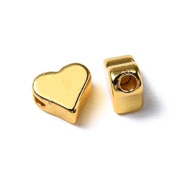 Brass Beads, Heart, Golden, 5x6x3mm, Hole: 1.5mm