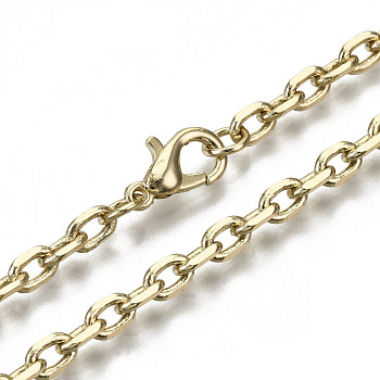 Brass Cable Chains Necklace Making, with Brass Lobster Clasps, Unwelded, Light Gold, 23.81 inch(60.5cm) long, link: 5.5x4x1mm, jump ring: 5x1mm, 3mm inner diameter