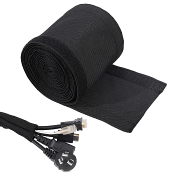 Nylon Hook and Loop Fastener Cable Sleeves, Wire Protective Sleeve, Black, 100mm