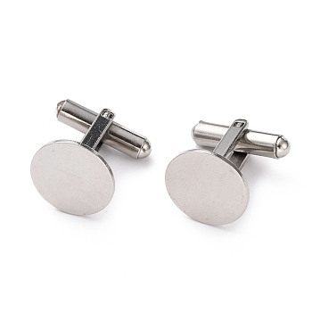 304 Stainless Steel Cuff Buttons, Cufflink Findings for Apparel Accessories, Stainless Steel Color, 17x17x14mm, Tray: 14mm