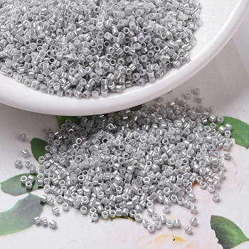 MIYUKI Delica Beads Small, Cylinder, Japanese Seed Beads, 15/0, (DBS0252) Opaque Gray Luster, 1.1x1.3mm, Hole: 0.7mm, about 175000pcs/bag, 50g/bag