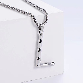 3Pcs Stainless Steel Textured Letter Pendants, Without Chain, Letter L