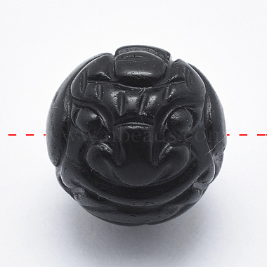 Carved Round Natural Obsidian Beads(G-P360-01-12mm)-2