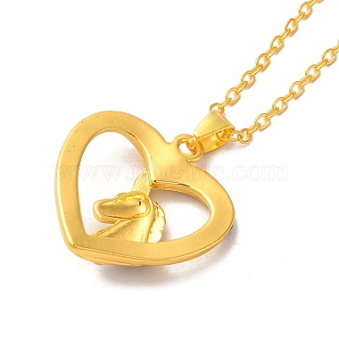красочное сердце со стразами и ожерельем-пандантом в виде единорога с цепочками-кабелями(NJEW-K246-01G)-3