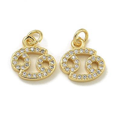 Real 18K Gold Plated Clear Cancer Brass+Cubic Zirconia Charms