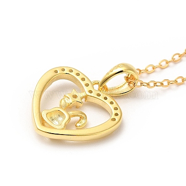 925 lapin en argent sterling avec collier pendentif coeur avec zircone cubique transparente pour femme(NJEW-E034-01G)-3