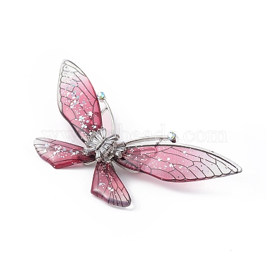 Bling Resin Butterfly Brooch Pin with Crystal Rhinestone(JEWB-P016-04P-02)-3