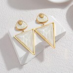 304 Stainless Steel & Acrylic Dangle Stud Earrings for Women, with Enamel, Golden, Triangle, 58x30mm(EJEW-A164-06A-G)