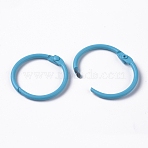 Baking Paint Iron Loose Leaf Book Binder Hinged Rings, Light Sky Blue, 30.5x31x4.5mm(IFIN-CJC0003-01J)
