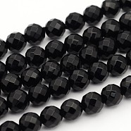 Black Onyx Beads Strands, Dyed, Faceted(64 Facets), Round, about 10mm in diameter, hole: 1.5mm, about 40pcs/strand, 15 inch~16 inch(GSF10mmC097)