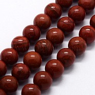 Natural Red Jasper Beads Strands, Round, 6mm, Hole: 0.8mm, about 63pcs/strand,  14.76 inch(37.5cm)(X-G-I199-25-6mm)