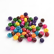 Natural Wood Beads, Rondelle, Mixed Color, Lead Free, Dyed, about 4000pcs/1000g, 4mm, hole: about 1.2mm(YTB026)