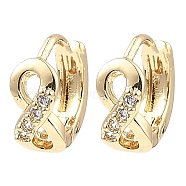 Brass Micro Pave Cubic Zirconia Hoop Earrings, Infinity, Light Gold, 10x4x12mm(EJEW-D078-54KCG)