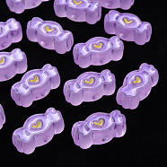 Transparent Acrylic Beads, with Enamel, Frosted, Candy, Plum, 13.5x26.5x9.5mm, Hole: 3mm(MACR-S374-05B-03)