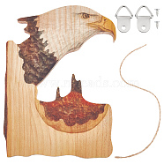 Wood Animal Hanging Ornaments, with Jute Twine and Iron Hook Hangers & Screws, for Rustic Home Decoration, Eagle Pattern, 190x137x8mm(HJEW-WH0053-08C)