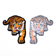 Computerized Embroidery Cloth Iron On Patches, Costume Accessories, Appliques, Tiger, Dark Orange, 102x85x1.5mm(FIND-T030-192)