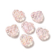 Transparent Acrylic Beads, Heart, Pink, 17.2~17.4x20~20.4x9.6mm, Hole: 3~3.2mm(OACR-E016-01B)