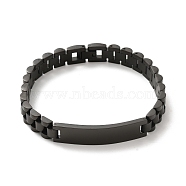 304 Stainless Steel Bracelets, Watch Band Men's Bracelets, Mixed Style, Black, 200x10mm(BJEW-I129-I-B)