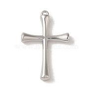 304 Stainless Steel Pendants, Cross Charm, Stainless Steel Color, 27.5x17x3.5mm, Hole: 1mm(STAS-L022-328P)