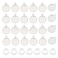 DIY Pendant Making Kits, including 316 Surgical Stainless Steel Pendant Cabochon Settings and Transparent Glass Cabochons, Platinum, 11.5~16.5x11.5~13x3~4mm, 120pcs/box(DIY-UN0004-20)
